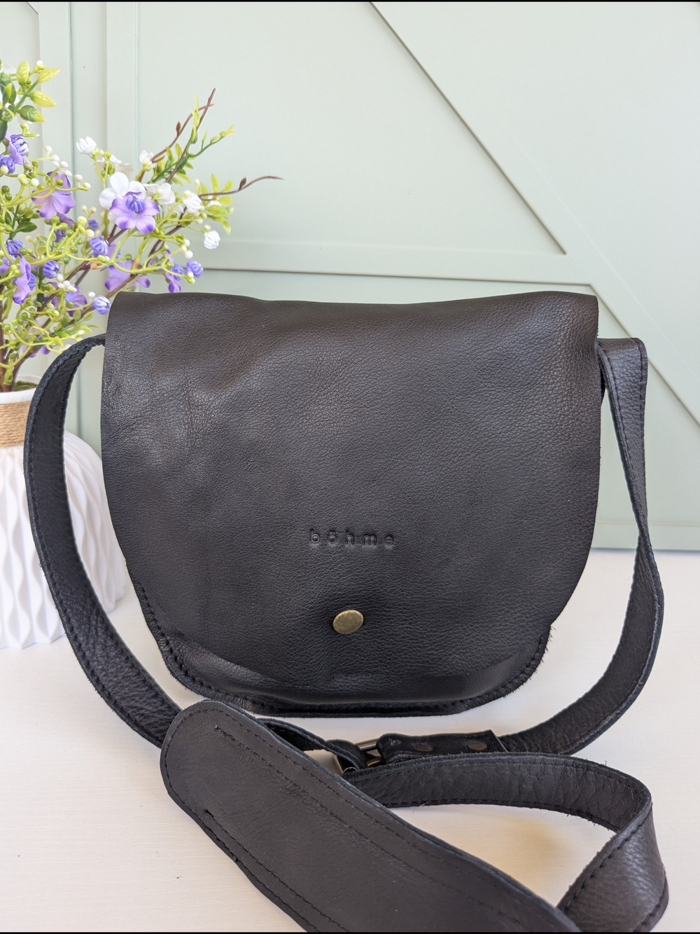 Bohme Black Leather Crossbody Bag - Picture 1 of 6
